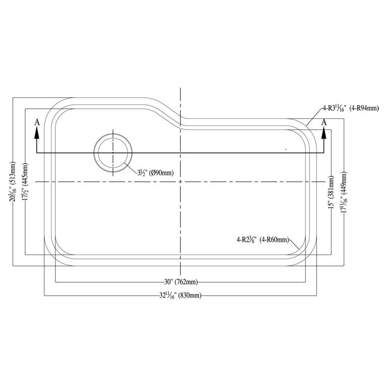 Dawn® Undermount Single Bowl Sink With Side Drain