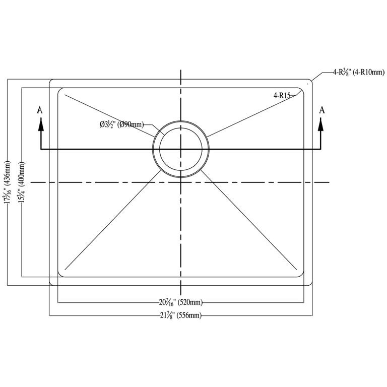 Dawn® Undermount Small Corner Radius Single Bowl Sink