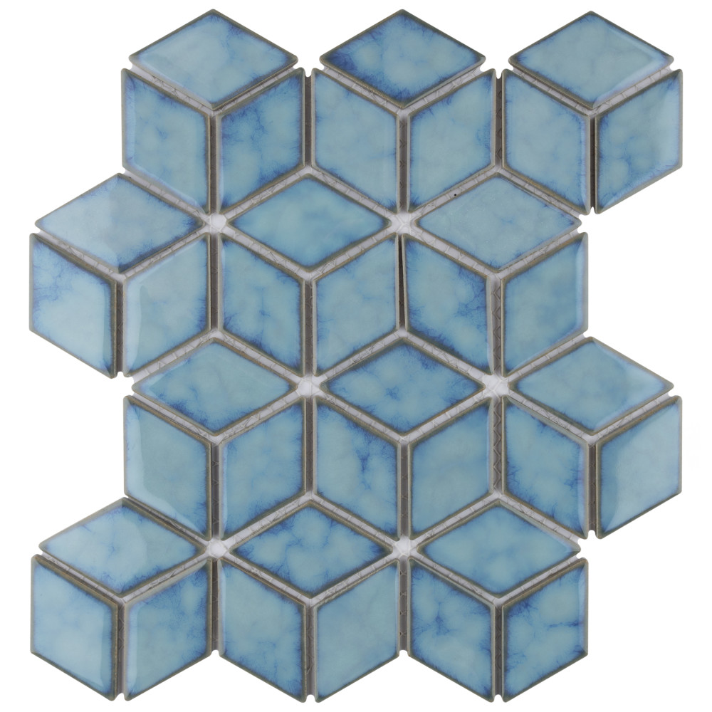 Hudson Rhombus Marine 10-1/4 in. x 11-3/4 in. Porcelain Mosaic Tile