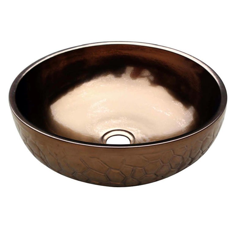 Dawn® Ceramic, hand engraved and hand-painted vessel sink-round shape